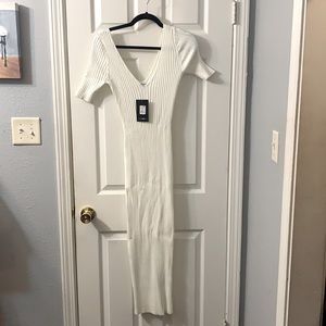 Fashion Nova White Sweater Dress Sz L